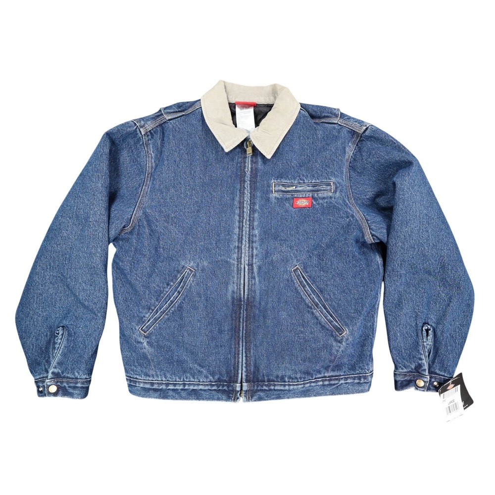 Dickies Denim Jacket Mens Large Blue Quilted Lined Corduroy Collar W735042 NWT